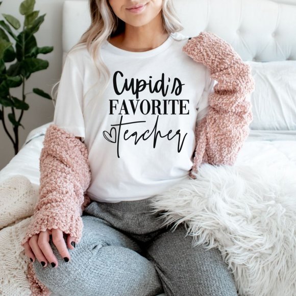 Cupid’s Favorite Teacher Graphic T-shirt Valentine’s Day Shirt - Unisex - Picture 2 of 6